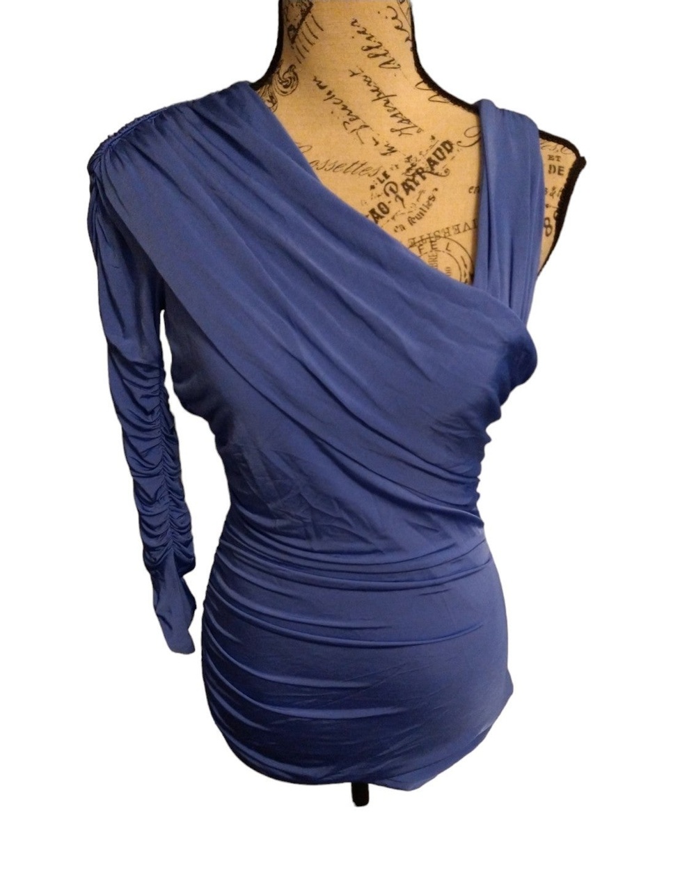 Bebe blue medium long sleeve cold shoulder mini dress/tunic top y2k sexy